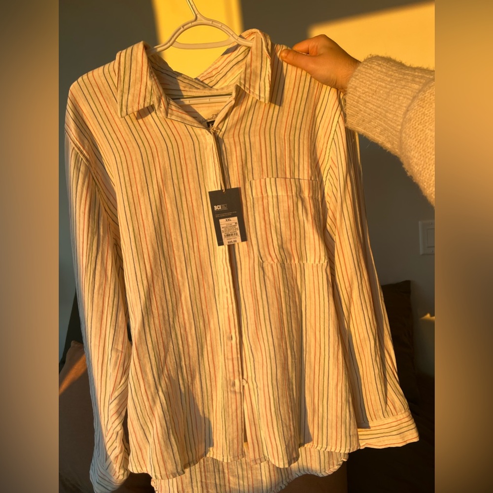 Rainbow stripe button down